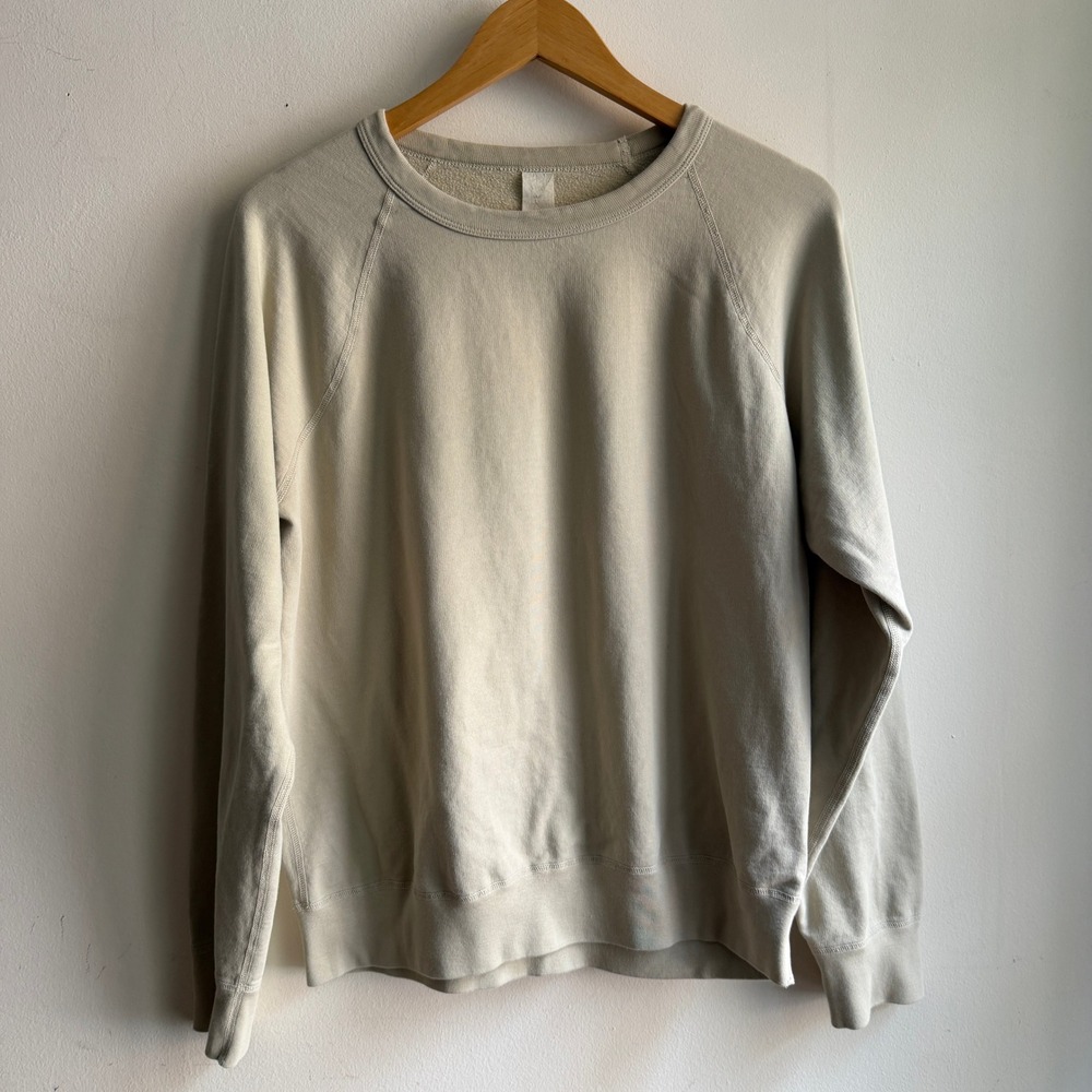 American Apparel French Terry Raglan Sweatshirt Beige Tan Medium Made in USA